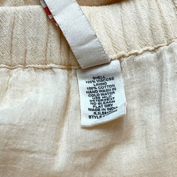 RAGA Size M Maxi Skirt Cream Gauze Flowy Beach Drawstring Tiered Lined Cotton - Picture 10 of 11